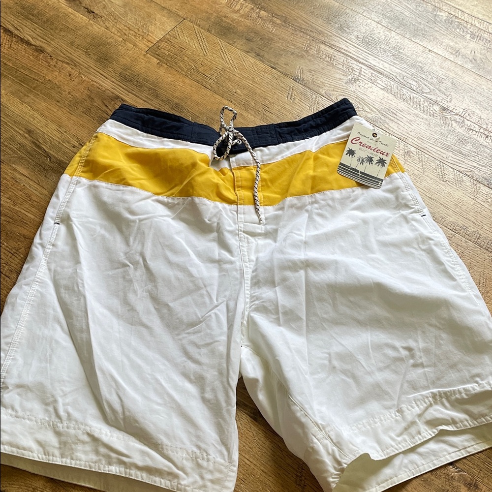 Daniel Cremieux White Navy Yellow Swim Trunks